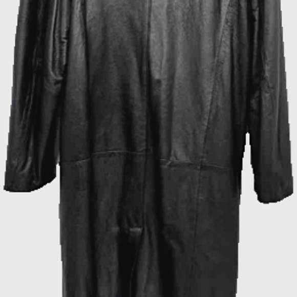 Vintage Women’s G-Ill Leather Trench Coat Jacket Full Length Retro Black Small - Picture 6 of 8